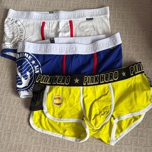 Men's Pink Hero Underwear Set - White, Blue, Yellow